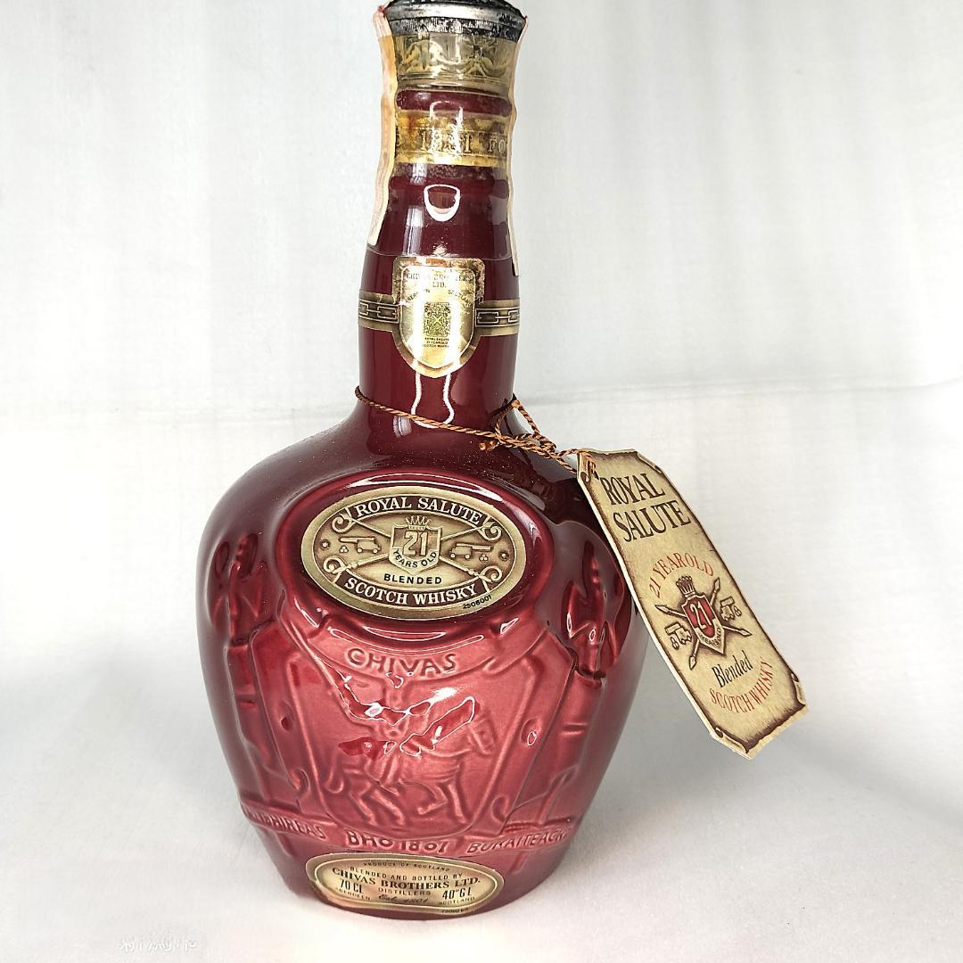 ★古酒★希少！スコッチウイスキー/ロイヤルサルート21年 赤陶器ボトル箱付