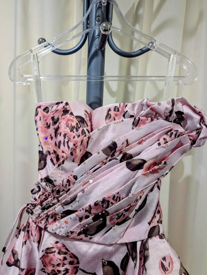 カラードレス　花柄ロング　ピンク　パーティードレス　ライブ衣装　サンクタカリナ