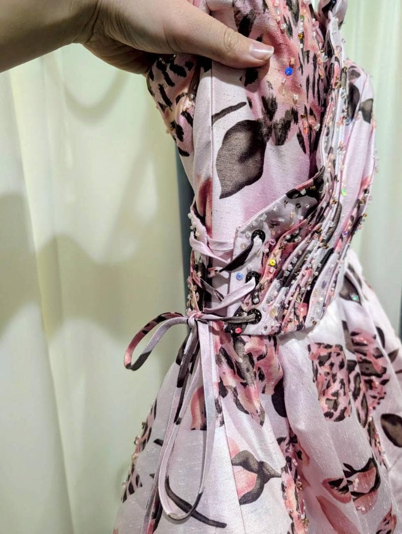 カラードレス　花柄ロング　ピンク　パーティードレス　ライブ衣装　サンクタカリナ