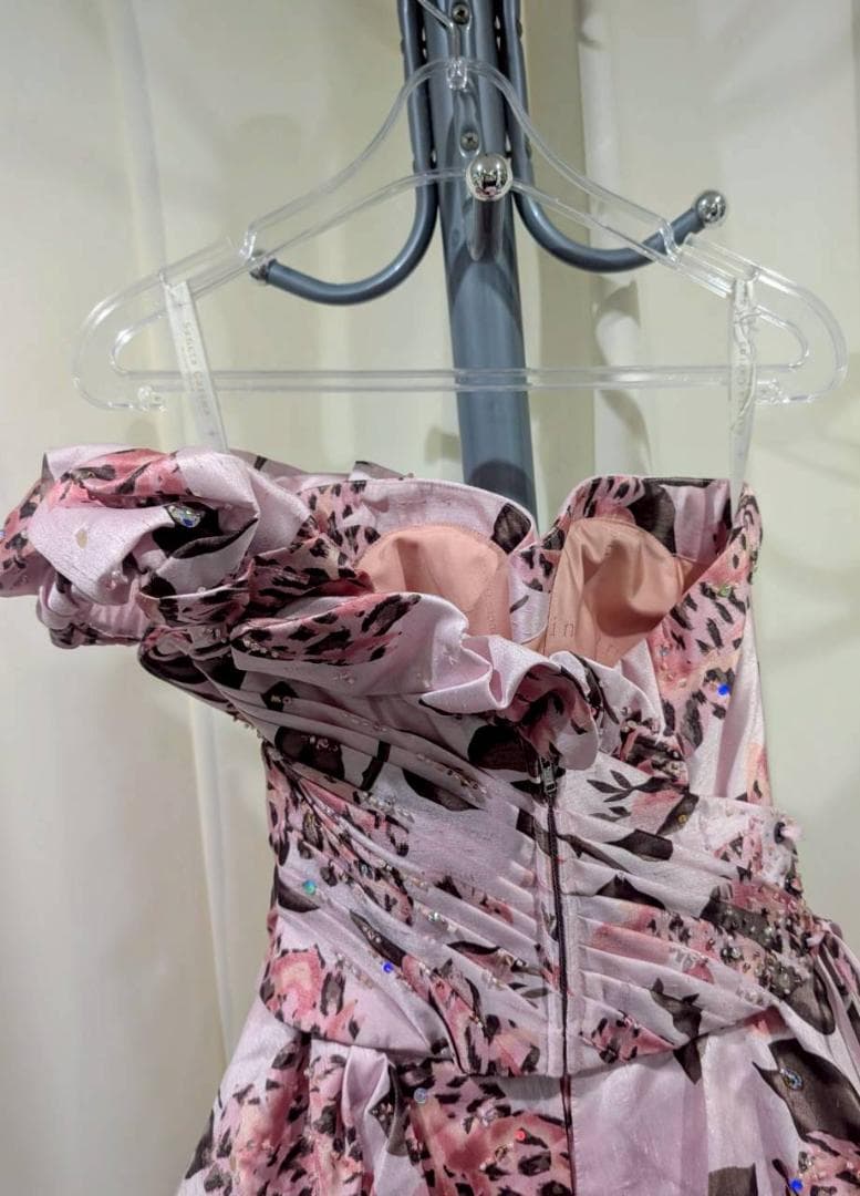 カラードレス　花柄ロング　ピンク　パーティードレス　ライブ衣装　サンクタカリナ