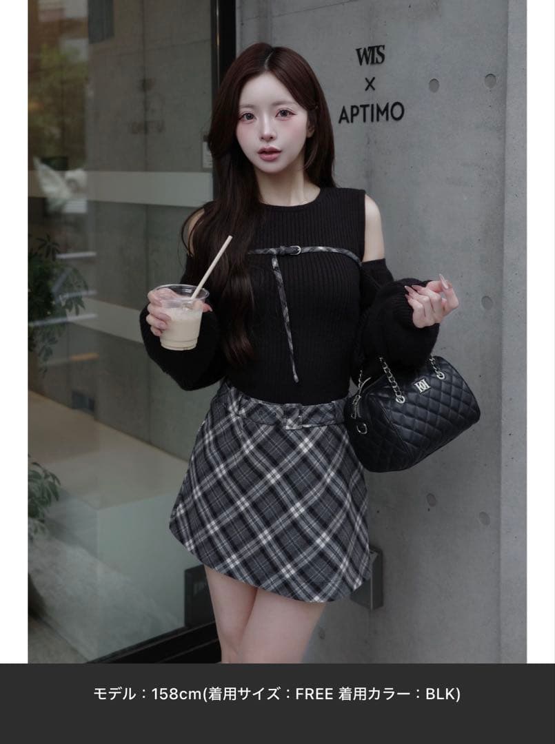 Darich ドッキングミドルウエストニットミニワンピース Freeサイズ