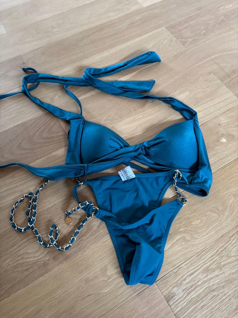 airspaceティール セパレート水着 トライアングルビキニ上下セット