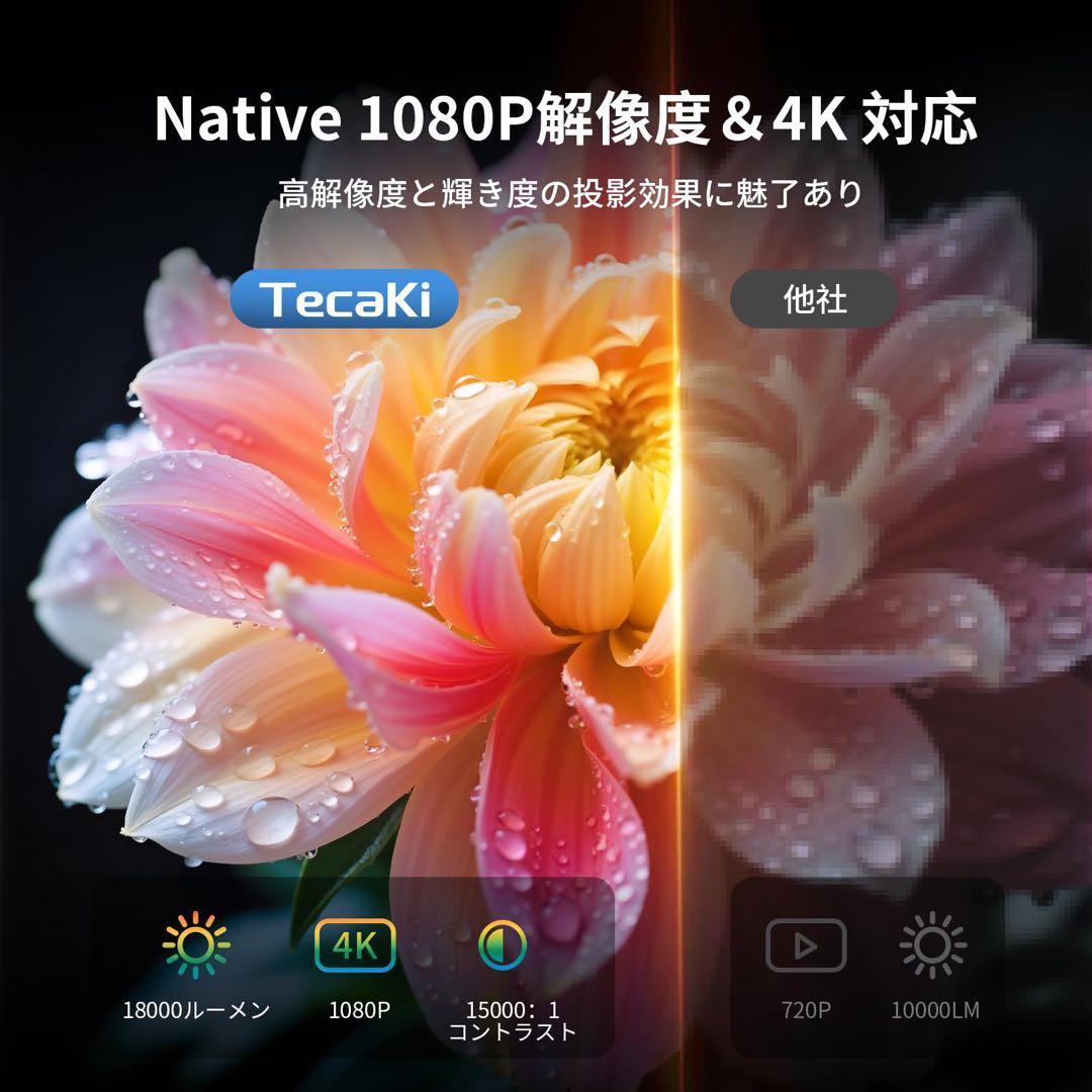 プロジェクター 家庭用 18000LM 天井投影 自動台形補正 一体型スタンド