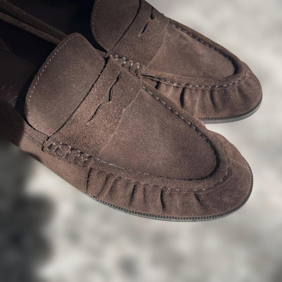 Le Talonダークブラウン スエード ローファー