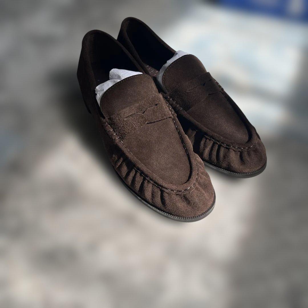 Le Talonダークブラウン スエード ローファー