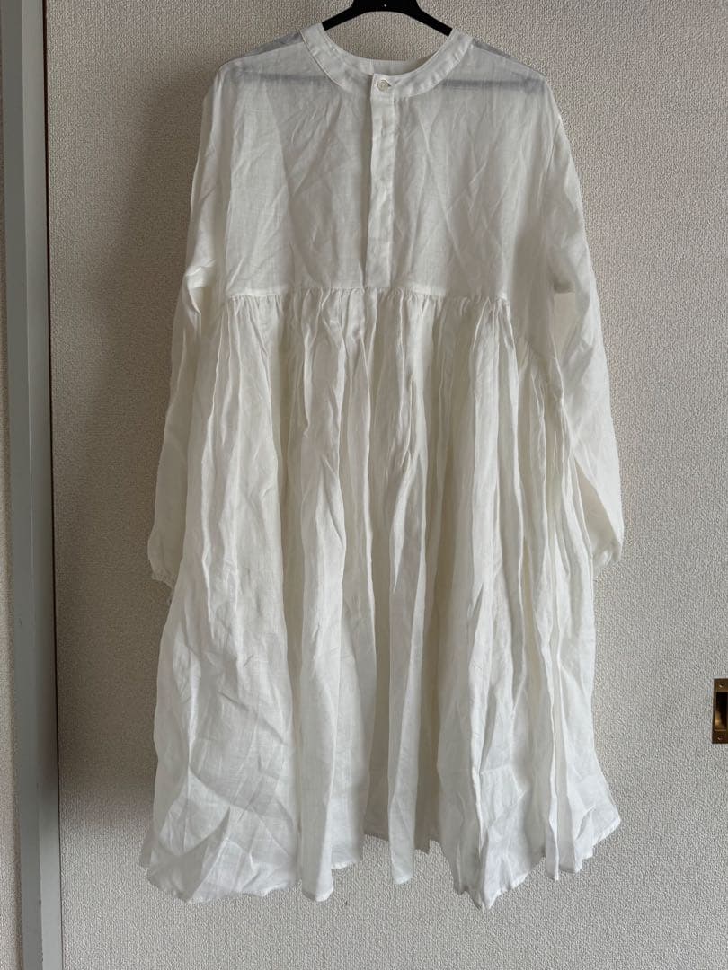 新品ビアズリー beardsleyリネンギャザーチュニックワンピースホワイト