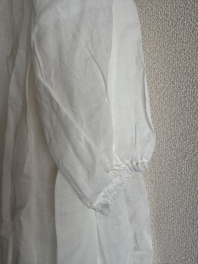 新品ビアズリー beardsleyリネンギャザーチュニックワンピースホワイト