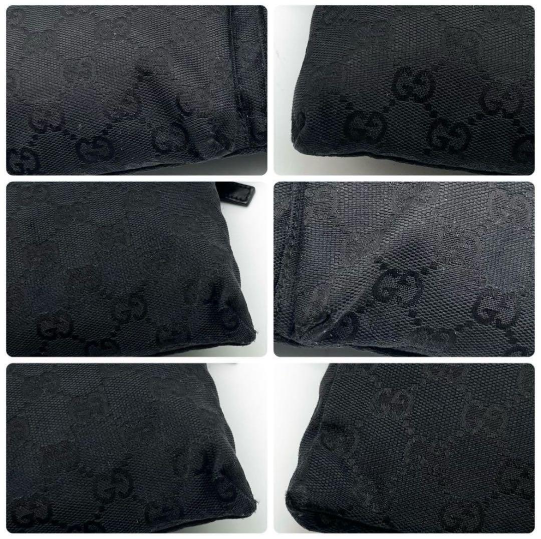 極美品✨グッチ ボディバッグ GG キャンバス レザー ウエストバッグ ブラック