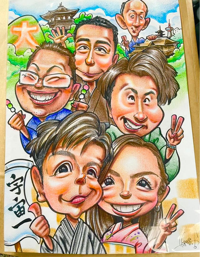 世界で1枚のオーダーメイド似顔絵★敬老の日★ご両親へのプレゼント★感謝の気持ち