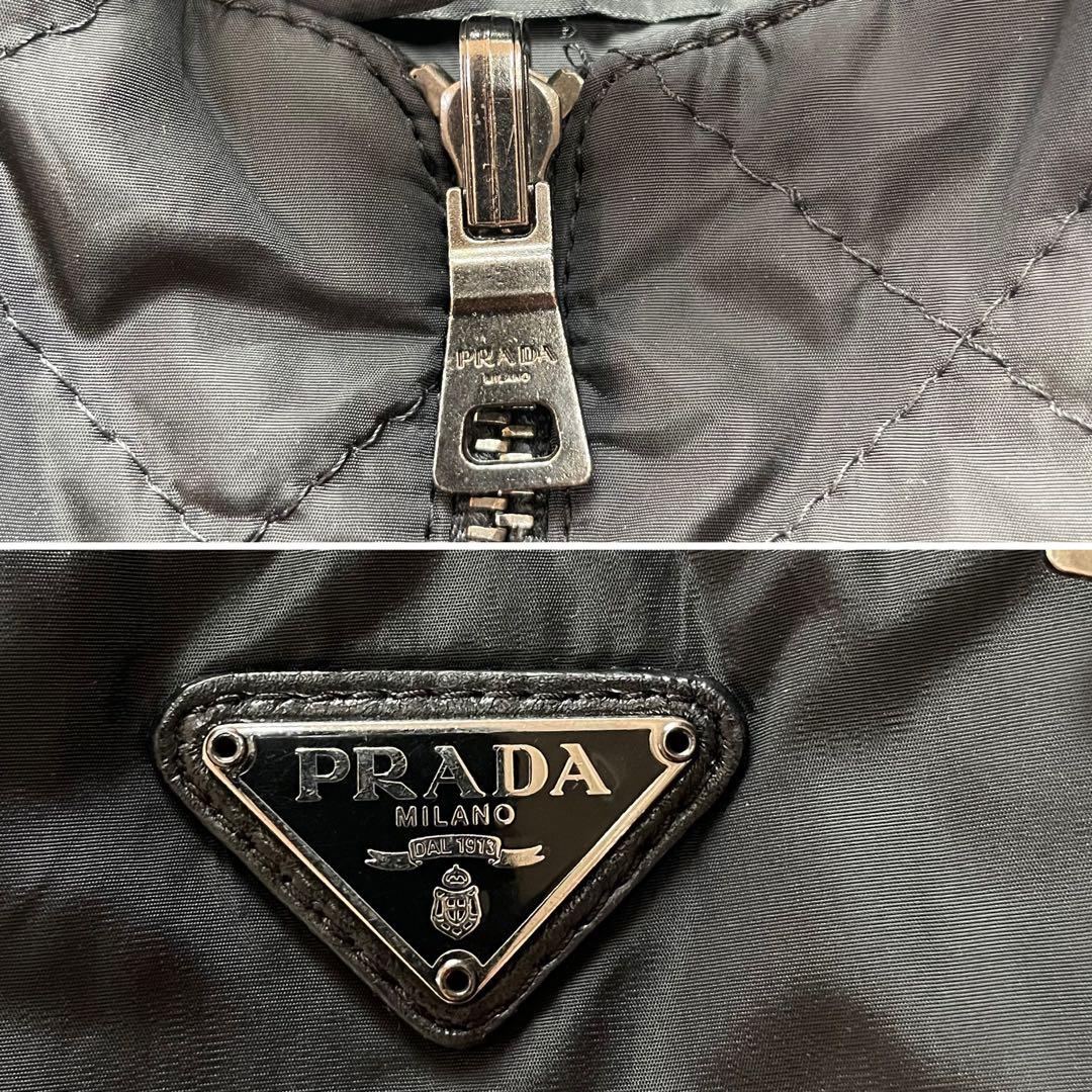 高級感✨プラダ　ブルゾン　キルティングジャケット　三角ロゴ　黒　42 XL