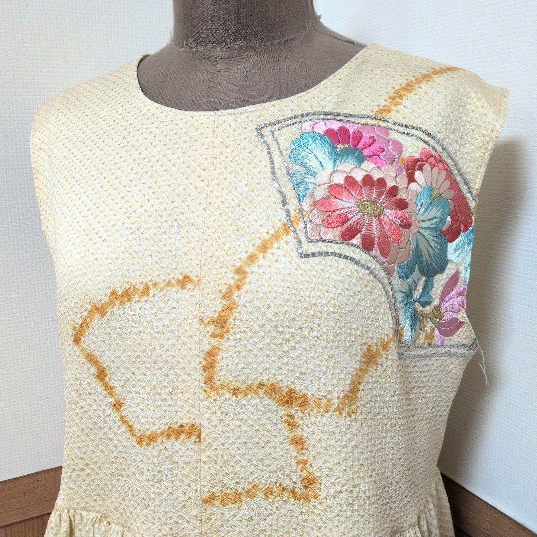 着物リメイクワンピース♪17♪振り袖♪122cm♪絞り刺繍