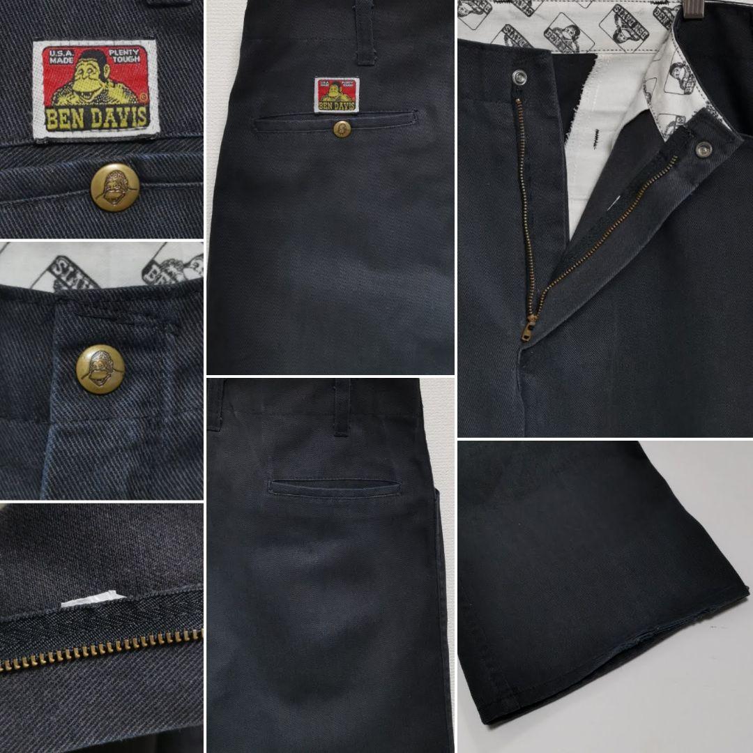 90s W34 L30 BEN DAVIS フリスコ ワークパンツ 黒 USA製