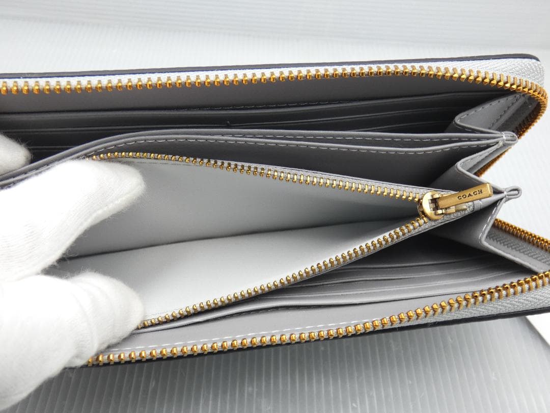 【新品】COACH コーチ ラウンド 長財布 CC489 ウォレット グレー系