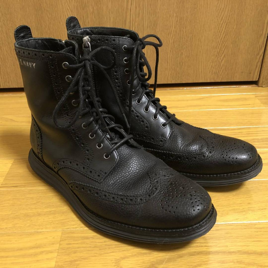 コールハーン ジップアップ ウイングチップブーツ