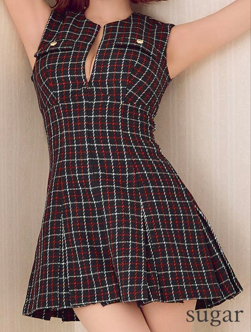 【タグ付き新品】DEA チェック ノースリーブ ミニドレス キャバドレス XS