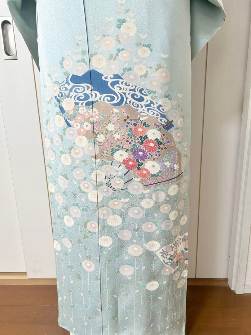 美品　人気の水色　正絹訪問着　フルセット4点　卒業式　入学式　七五三　お宮参り