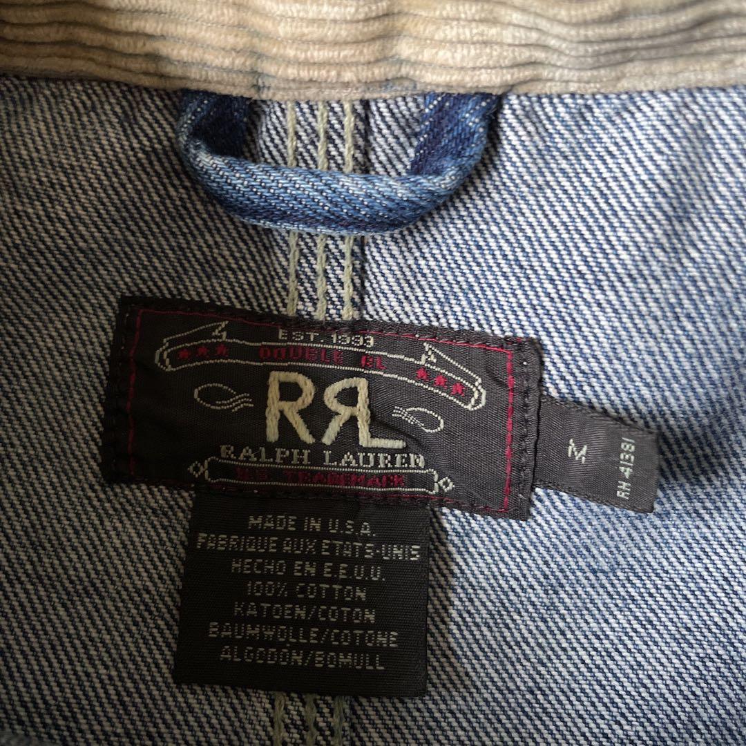 ダブルアールエル　デニムジャケット RRL 90s USA製 襟コーデュロイ M