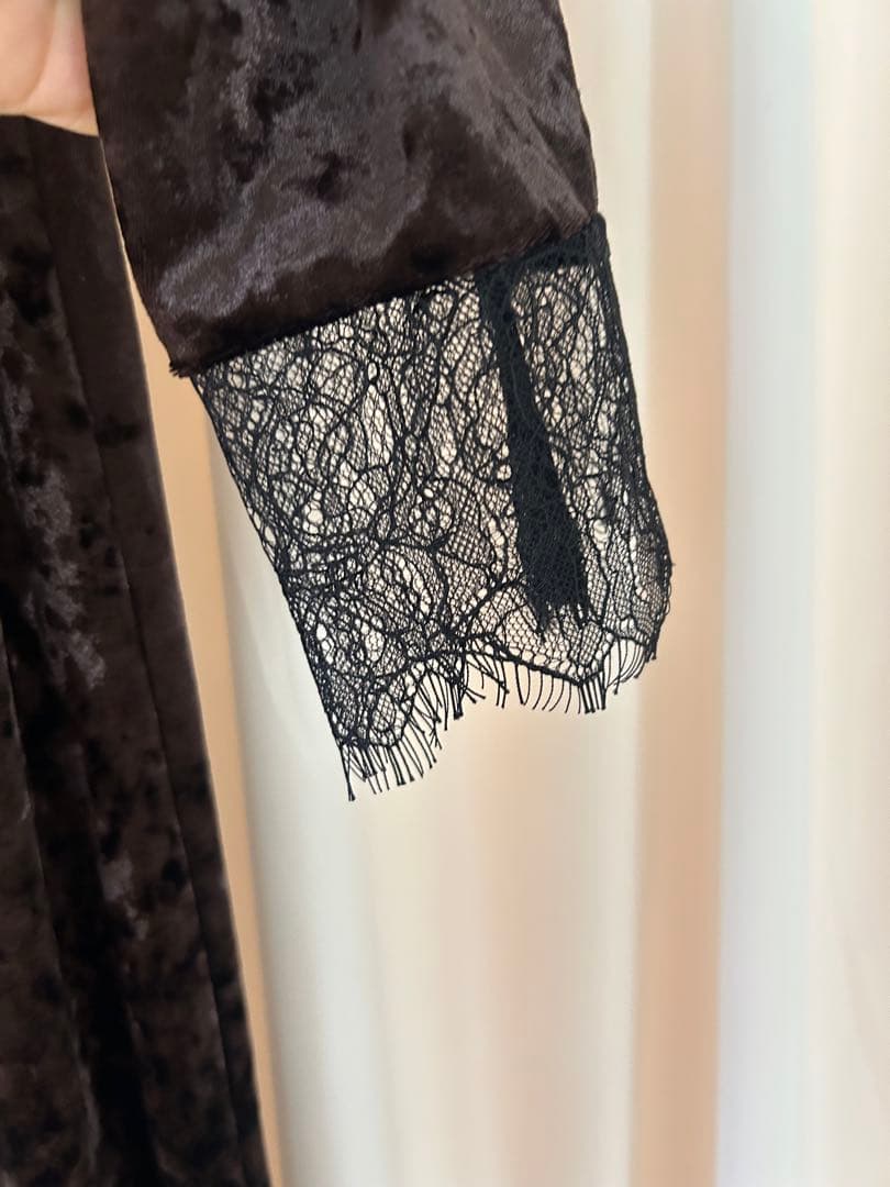 【etoll.】クラッシュベロアランジェリー風ドレス　S