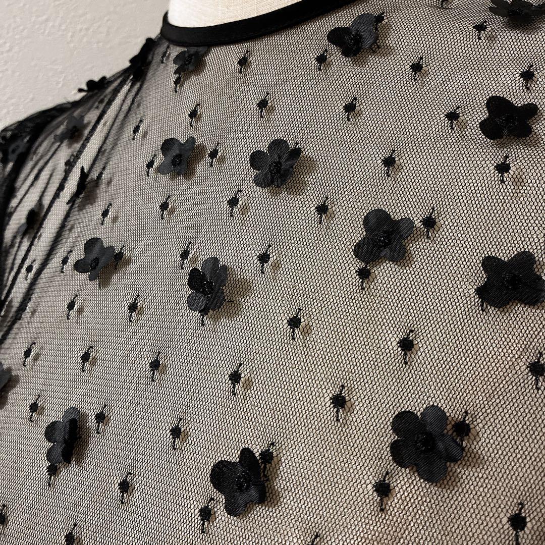 完売品　レジャ　フラワーモチーフアシンメトリーチュールマーメイドワンピースドレス