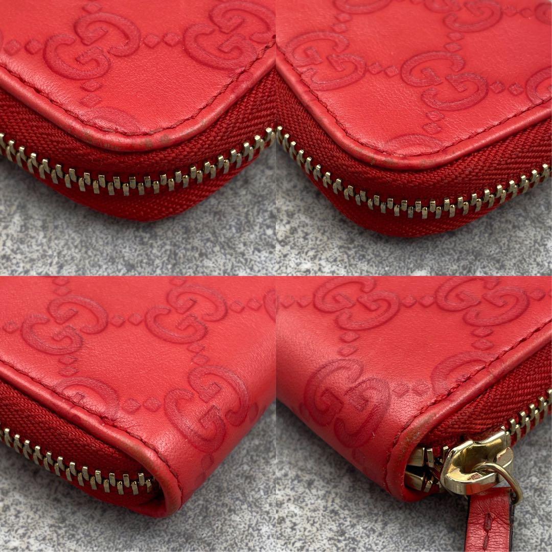 【美品】GUCCI　グッチ　ケース　レザー　赤　レッド　GG総柄