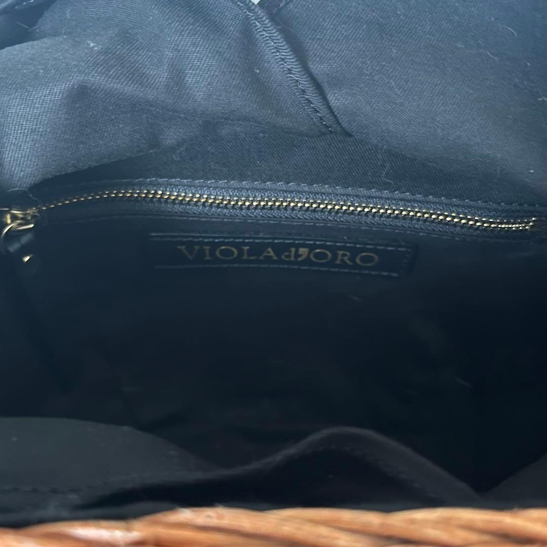 未使用品＊VIOLAd'ORO スプリットラタン ファー付きかごバッグ