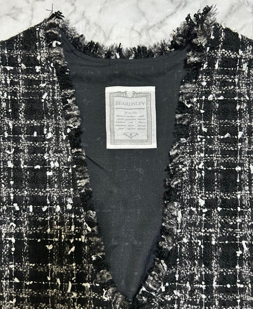 BEARDSLEY ビアズリー ベスト ツイード Vネック プルオーバー 黒