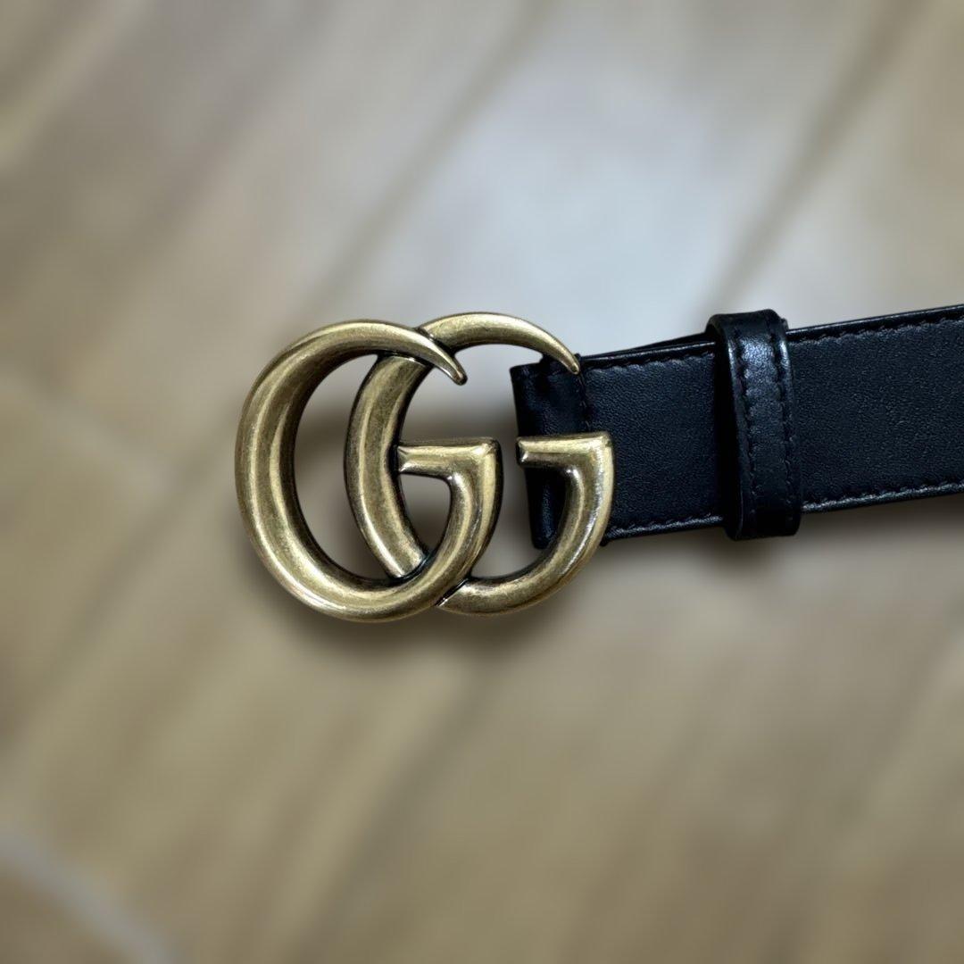 GUCCI ダブルGバックル ベルト ブラック