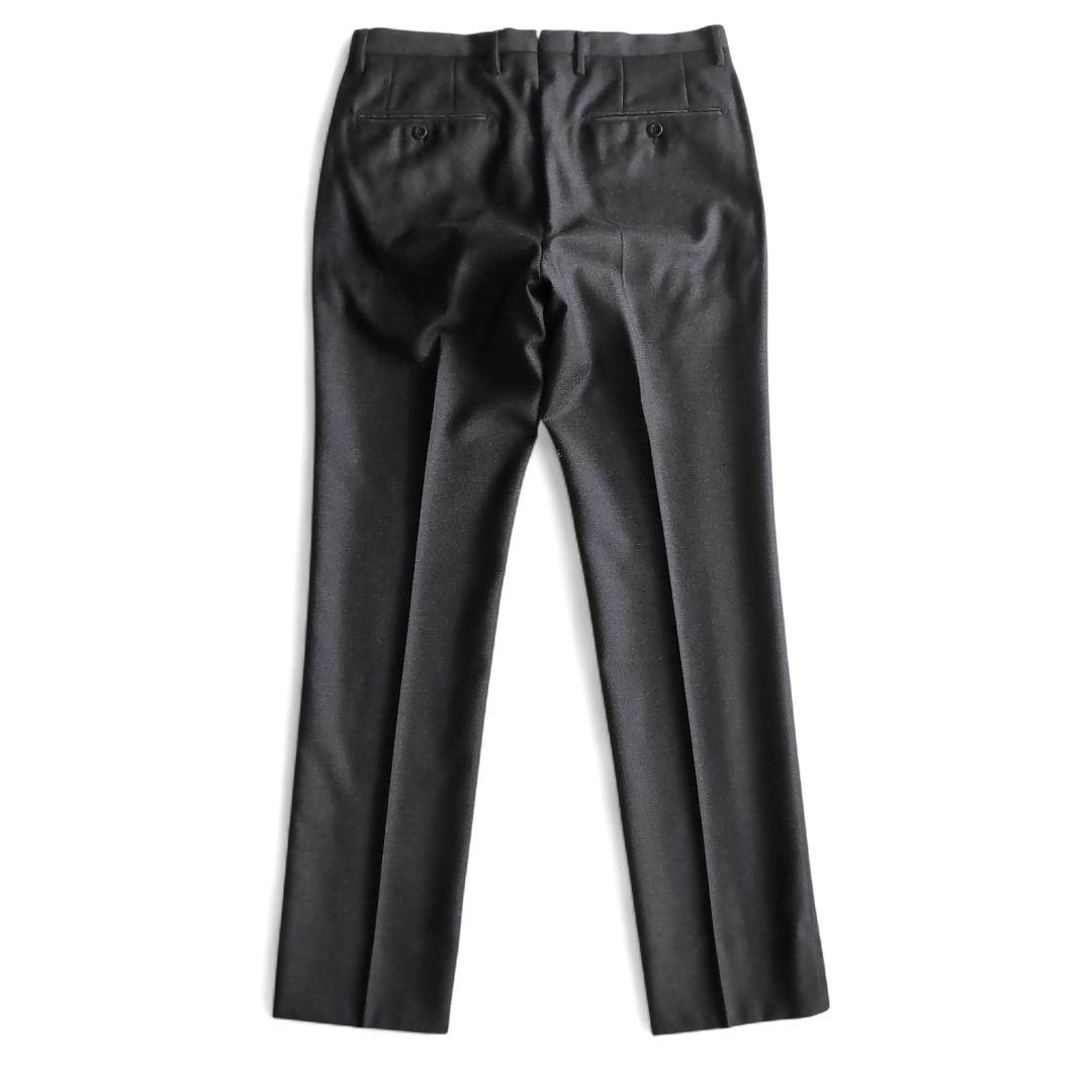 美品 インコテックス サキソニー スリム テーパード スラックス チャコール