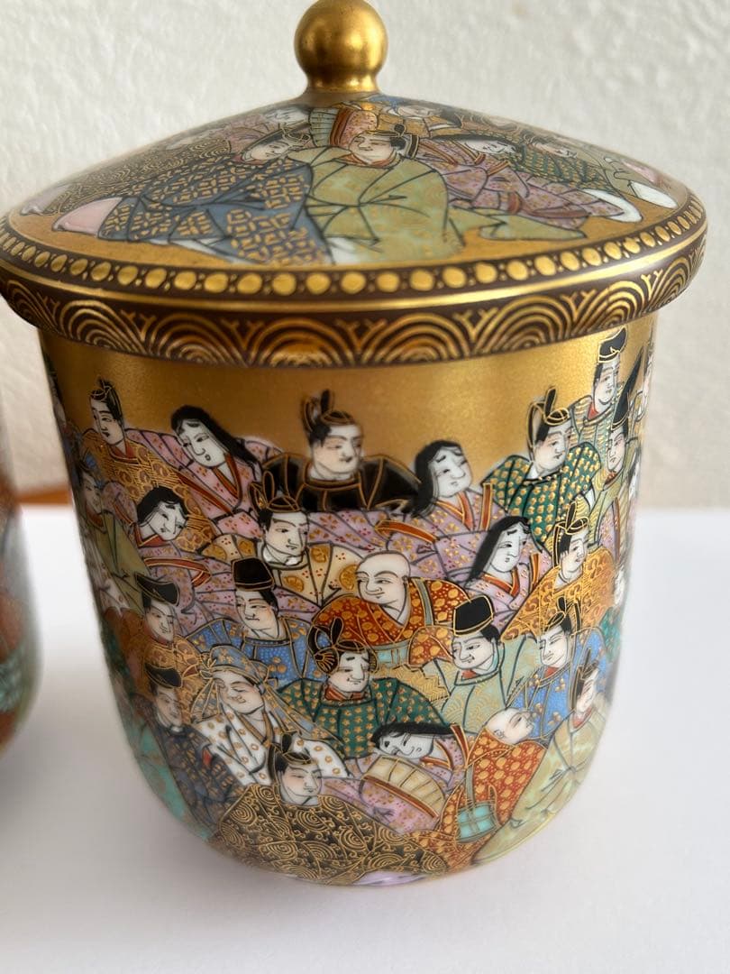 九谷焼　特大組湯呑み　金山小倉百人一首