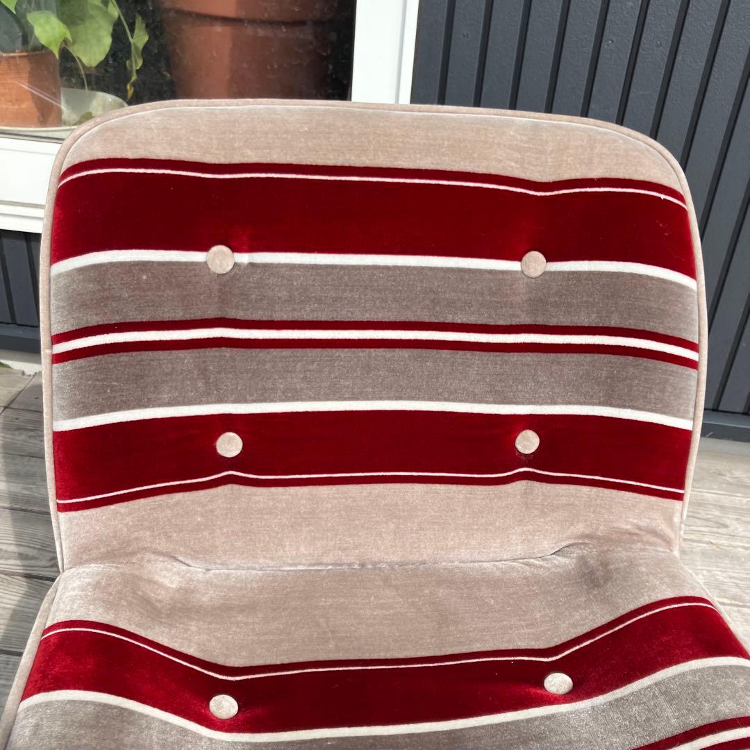 昭和レトロ ベロアストライプソファー  1人掛けソファー 当時物 ヴィンテージ