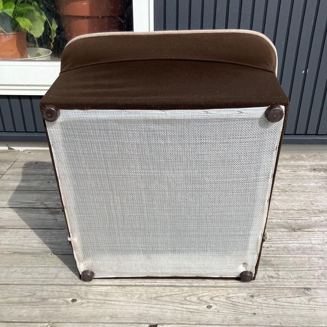 昭和レトロ ベロアストライプソファー  1人掛けソファー 当時物 ヴィンテージ