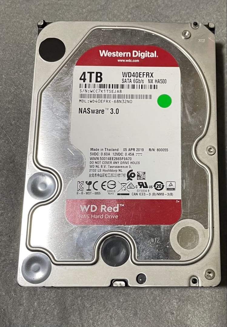 Western Digital WD40EFRX 4TB NAS用ハードドライブ