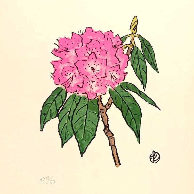 ☆坂本直行☆「 しゃくなげ」シルクスクリーン　四ツサイズ　未使用！