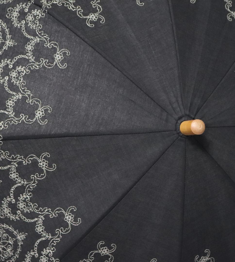 新品タグ付き【フォックスアンブレラ】長傘 英国製 繊細豪華刺繍 高級日傘 黒