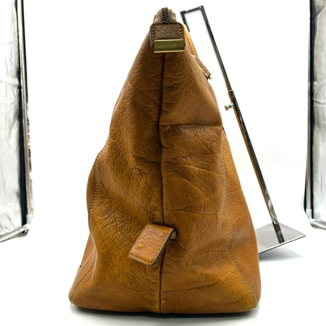 ゴールドファイル 2way ボストンバッグ 大容量 レザー ライトブラウン