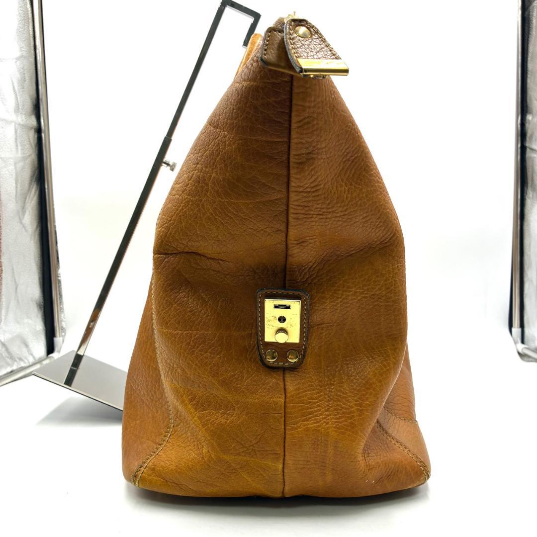 ゴールドファイル 2way ボストンバッグ 大容量 レザー ライトブラウン