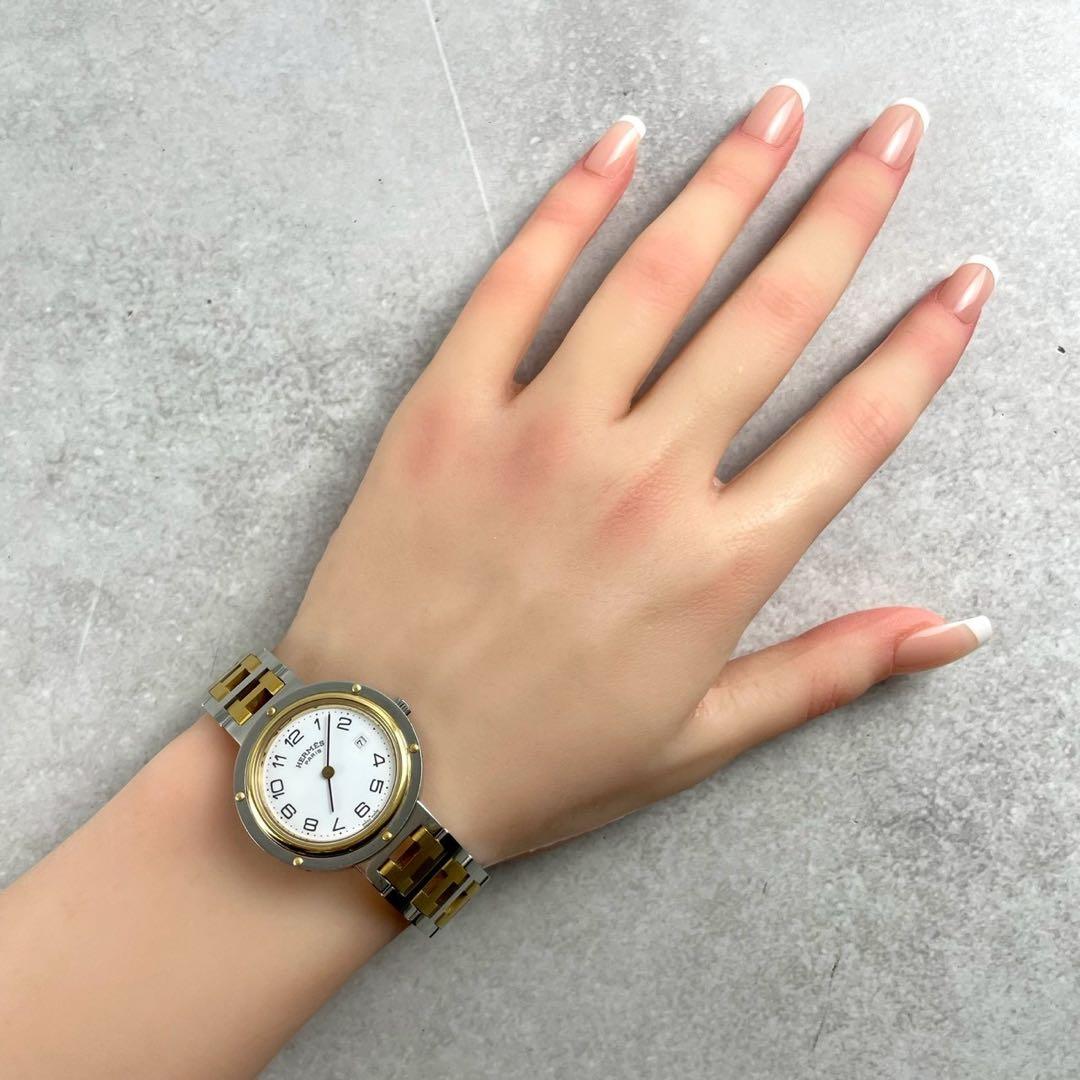 【美品】HERMES エルメス クリッパー コンビ 腕時計 クォーツ