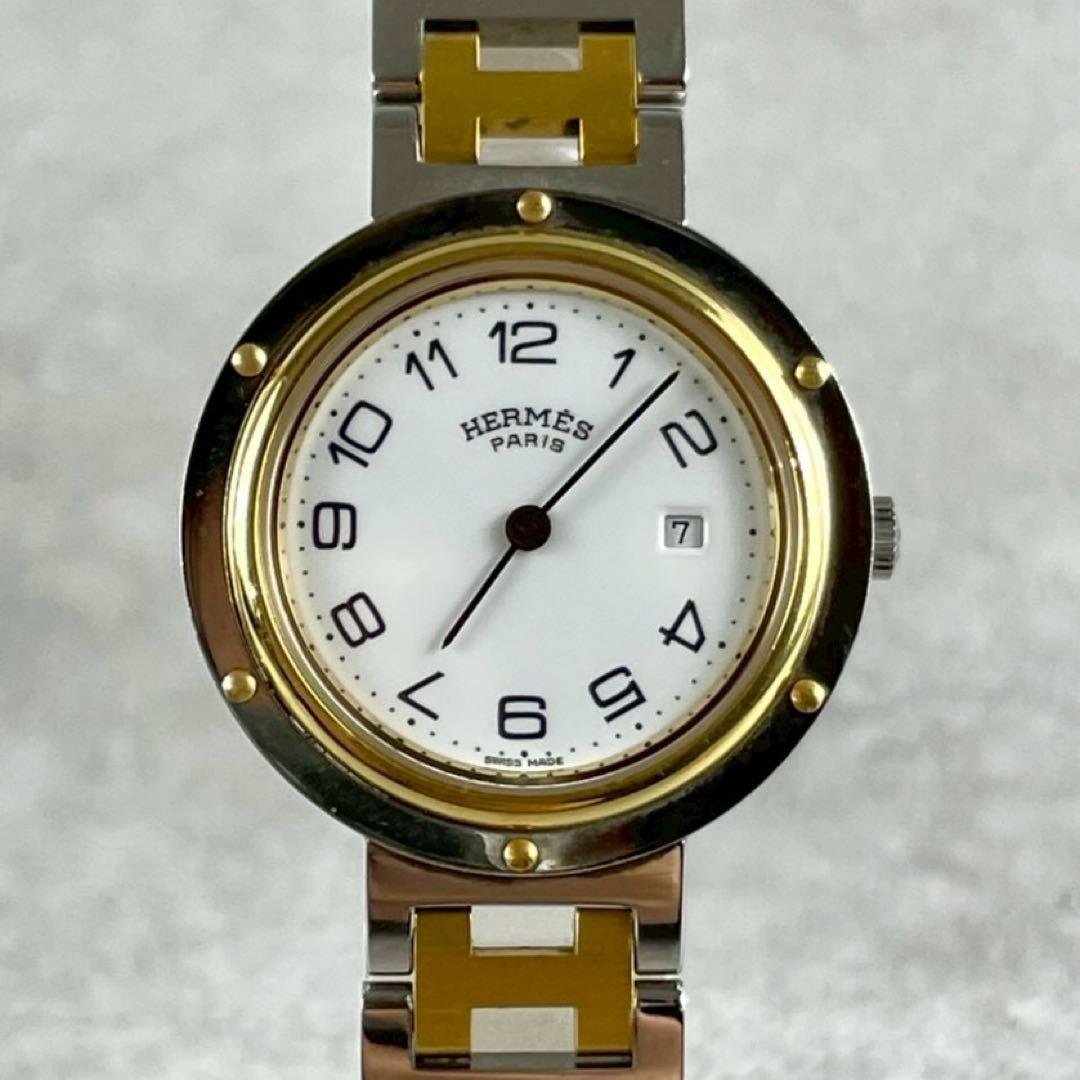 【美品】HERMES エルメス クリッパー コンビ 腕時計 クォーツ