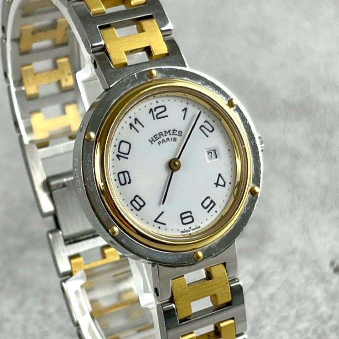 【美品】HERMES エルメス クリッパー コンビ 腕時計 クォーツ