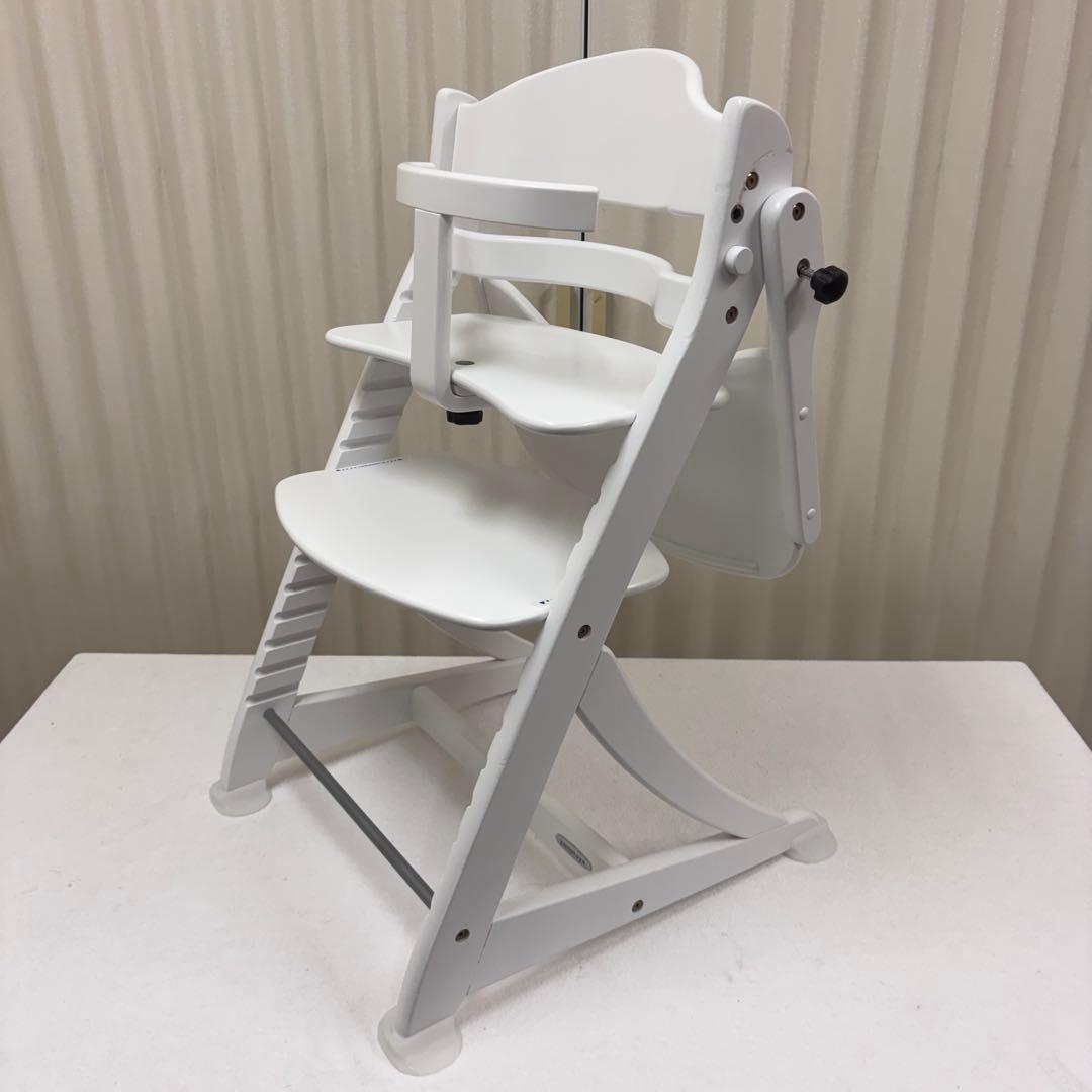 除菌清掃済☆美品☆　大和屋　すくすくチェアイーエヌ　テ―ブル＆ガード付　ホワイト