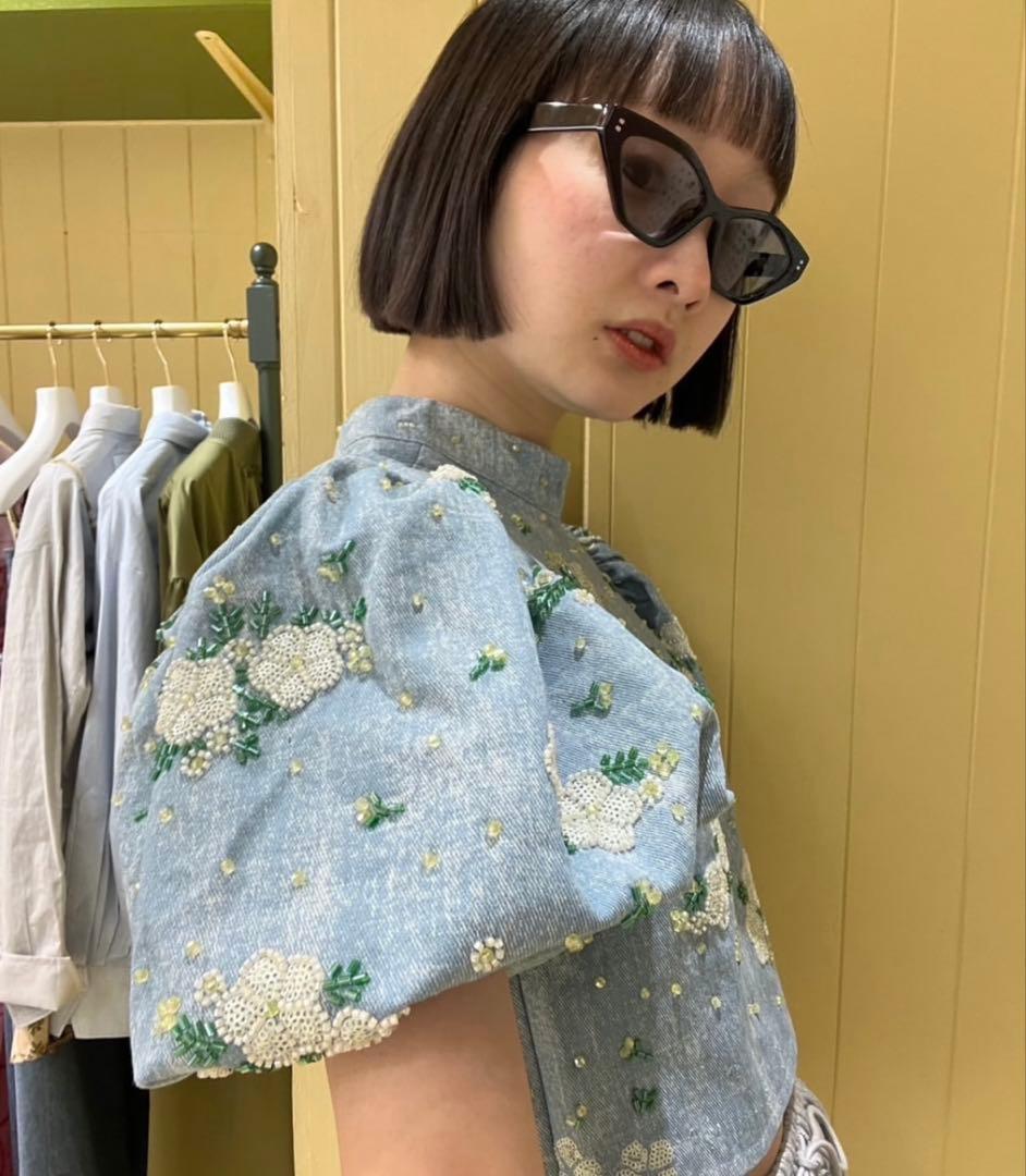 DREAM sister jane ビーズ　デニムトップス