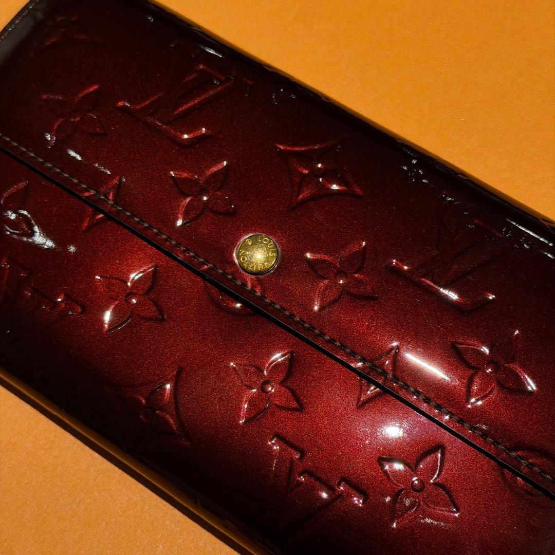 【美品】VUITTON ヴィトン 長財布 ウォレット エナメル ディープカラー