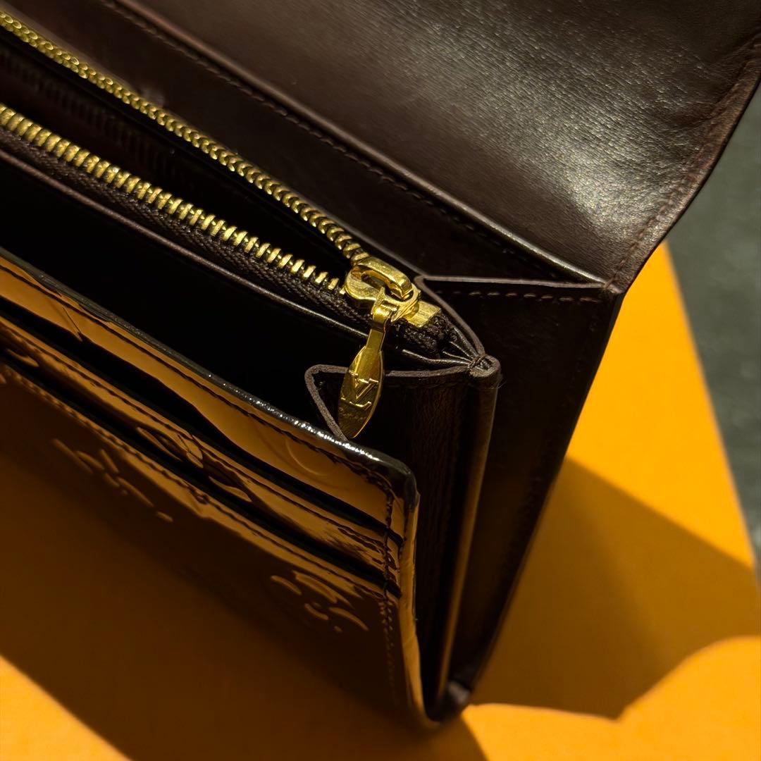 【美品】VUITTON ヴィトン 長財布 ウォレット エナメル ディープカラー