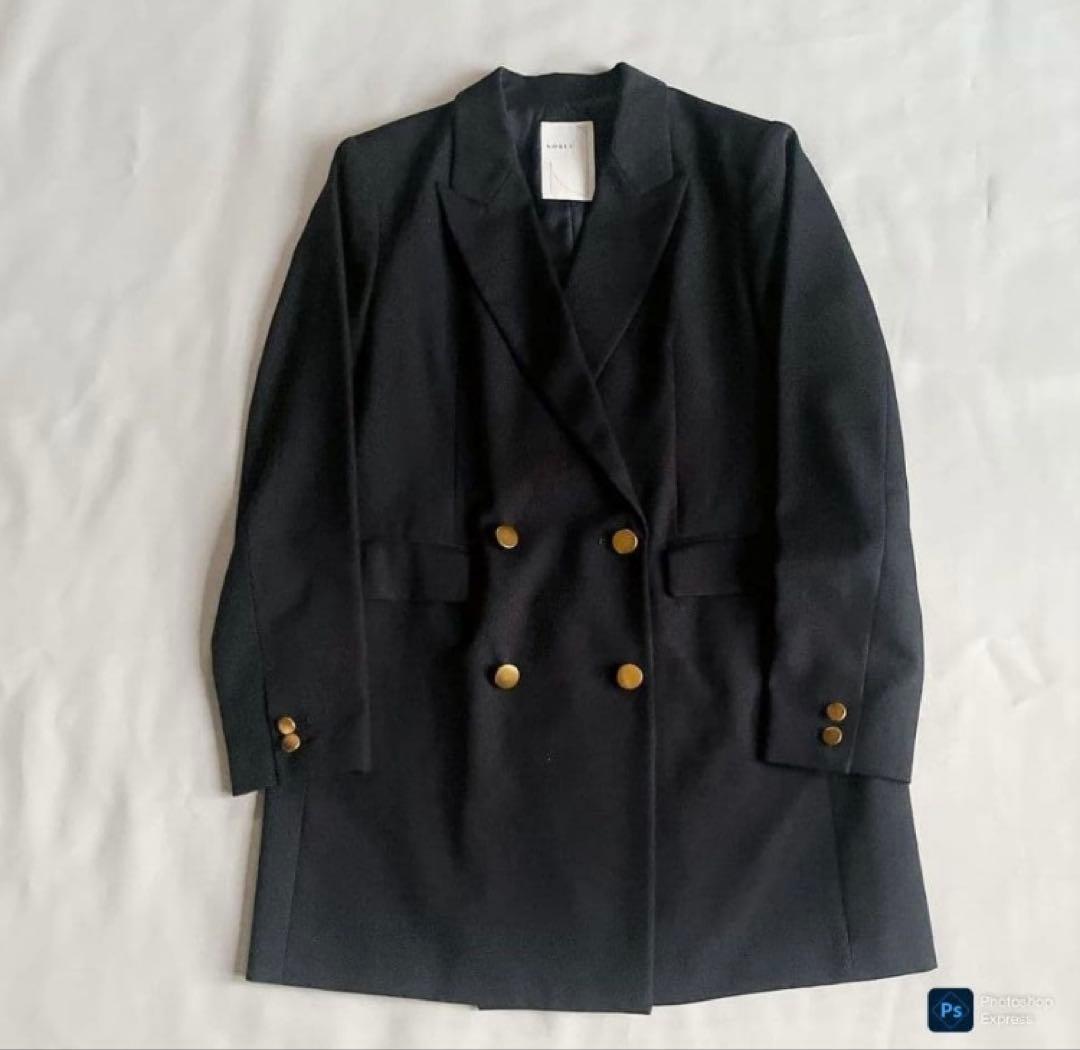 Noble ノーブル★ピークドロングジャケット ダブル　ネイビー 38