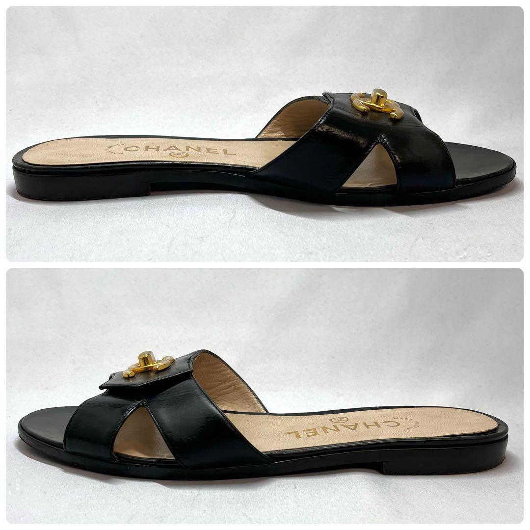 希少⭐︎CHANEL シャネル ココマーク ターンロック サンダル 黒 37.5