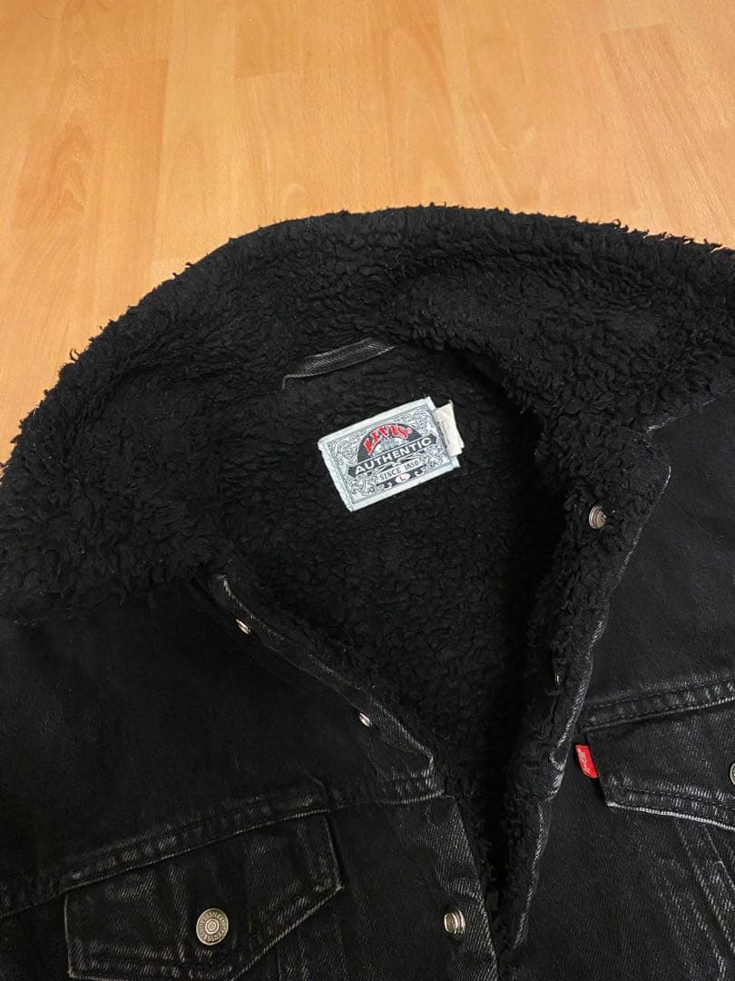 希少 90s リーバイス ブラック ボア シェルパ デニム ジャケット 古着