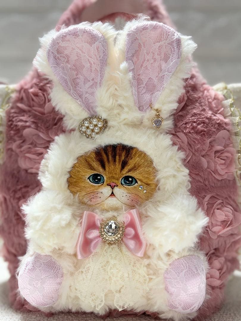 ゆ*ら様 コヤンイサムチョン　サイドファスナーバッグ　ピンクファー　白うさちゃん