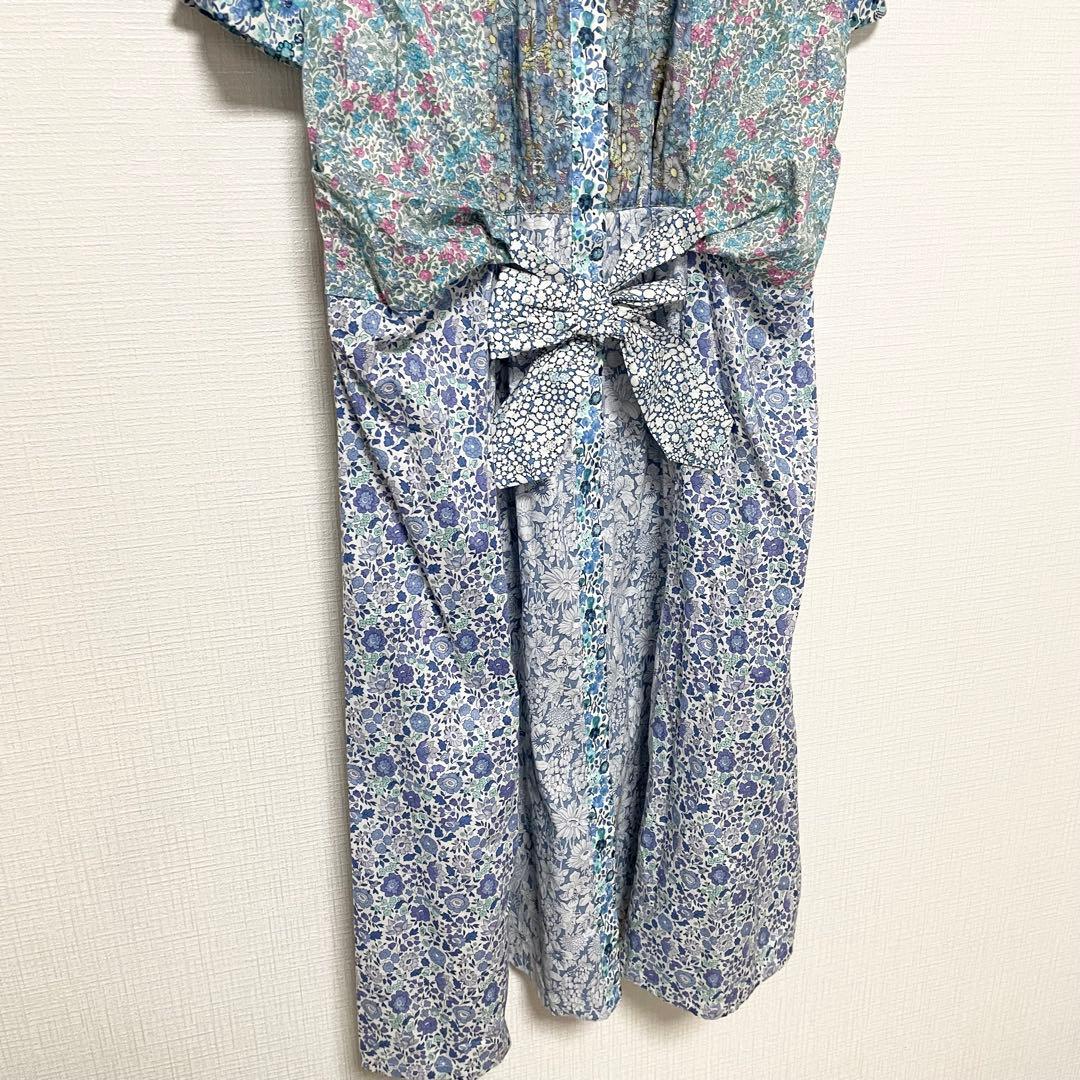 スキャパン 半袖 シャツワンピース【40】L相当 ブルー リバティ ナチュラル