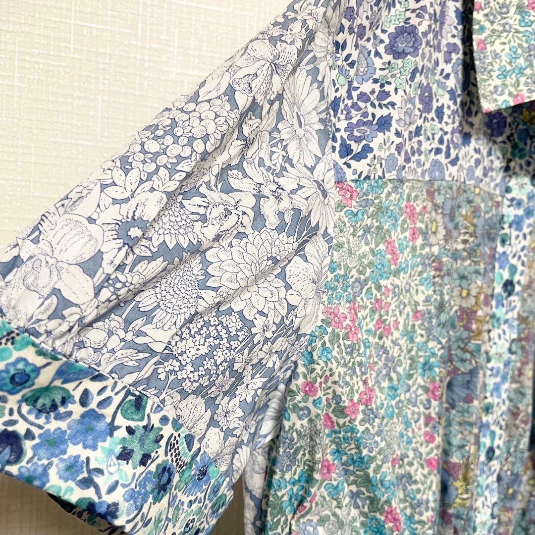 スキャパン 半袖 シャツワンピース【40】L相当 ブルー リバティ ナチュラル