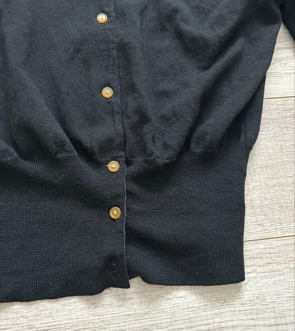 イタリア製　ヴィヴィアンウエストウッド　カーディガン オーブ刺繍＆ボタン L 黒